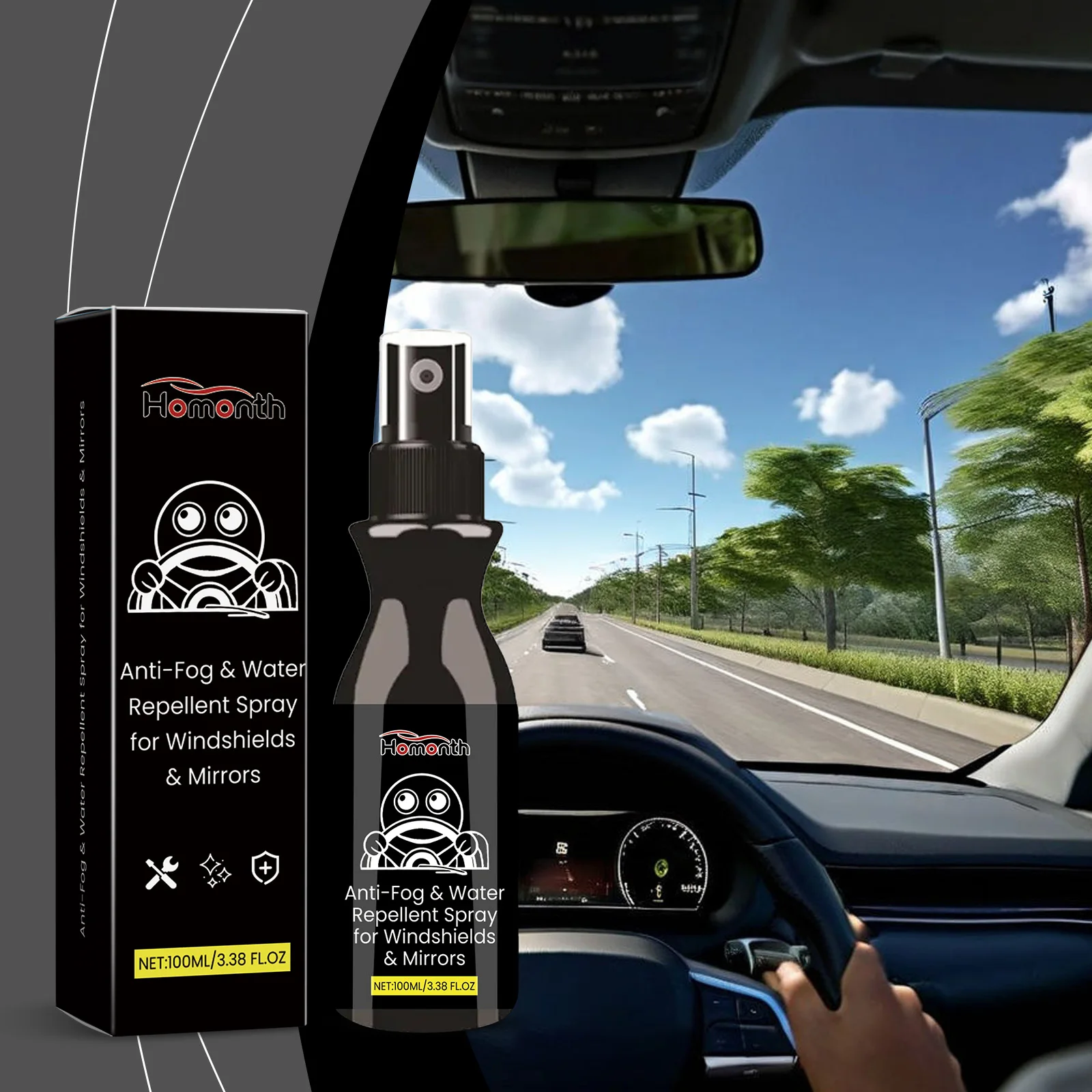 Car Glass Waterproof Spray - For Window Rainproofing, Cleaning, Stain Removal & Automotive Glass Waterproofing