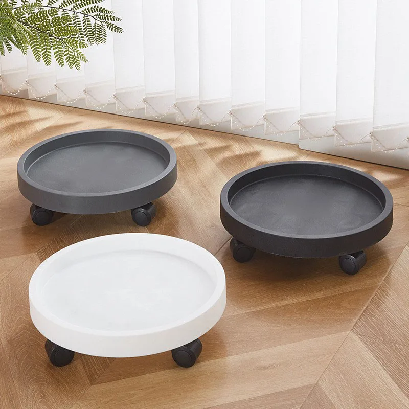 Round Movable Planter Tray With Wheels Multi-Purpose Moving Potted Plant Tool For Large Potted Plants Gardening Flower Pot Tray
