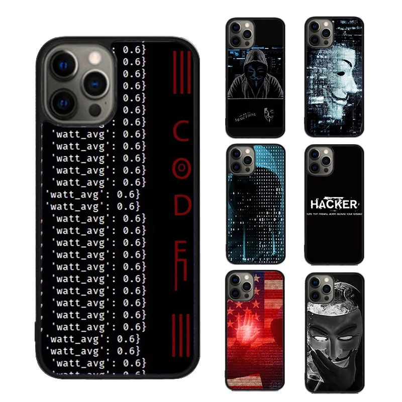 Hacker Computer Code Art Phone Case cover For iPhone SE2020 15 16 14 13 Pro Max Coque 12 11 Pro Max For Apple 8 PLUS 7 fundas