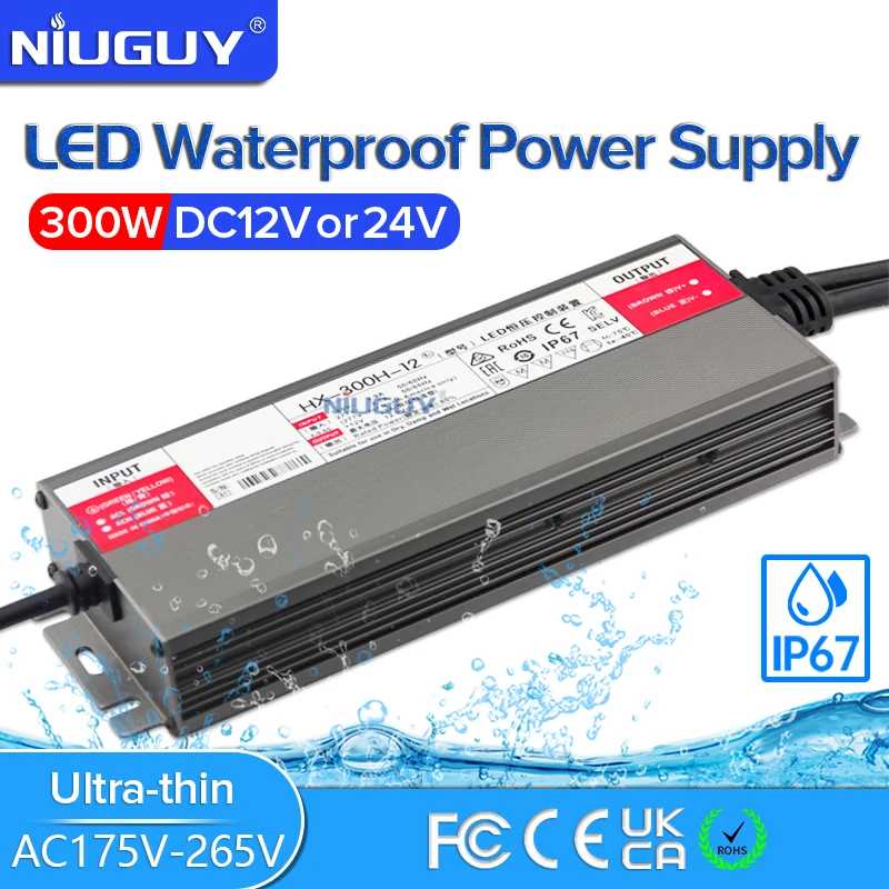 Waterproof Power Supply IP67 Lighting Transformer AC220V To DC 12V 24V LED Driver Power Supply 150W 200W 300W 400W Power Adapter