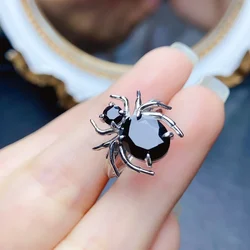 FS Fashion Real S925 Sterling Silver 8*10 Natural Black Spinel Spider Ring With Certificate Fine Charm Jewelry for Women MeiBaPJ