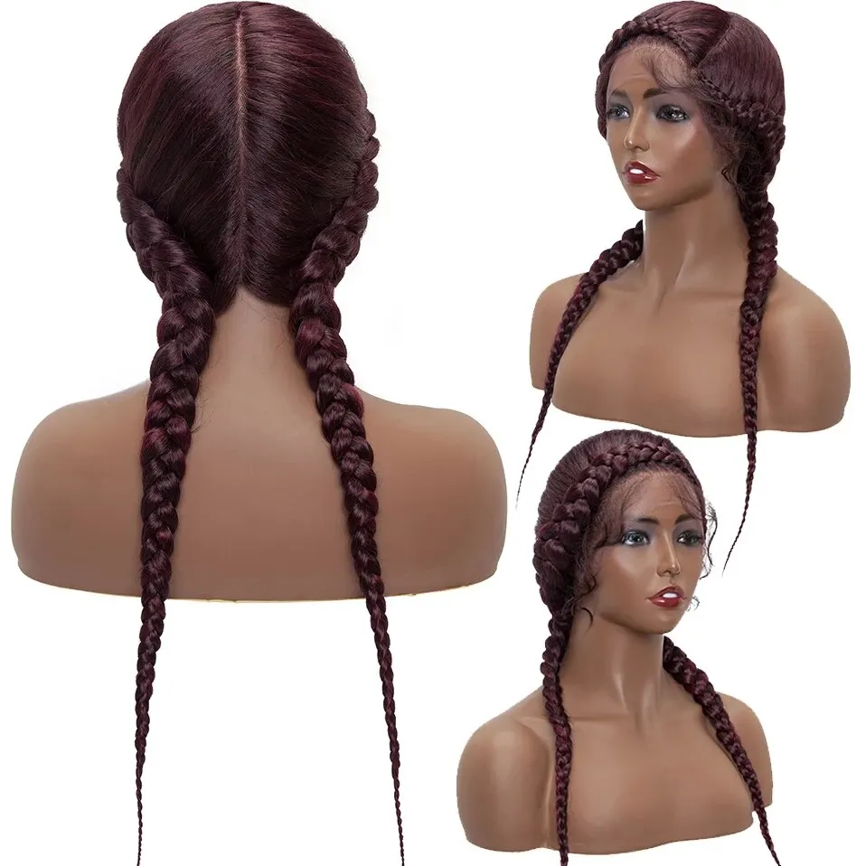 My-Lady Synthetic 24'' Braided Lace Front Wig With Baby Hair Dutch Cornrow Braids Lace Wigs For Black Women Box Braids Afro Wig