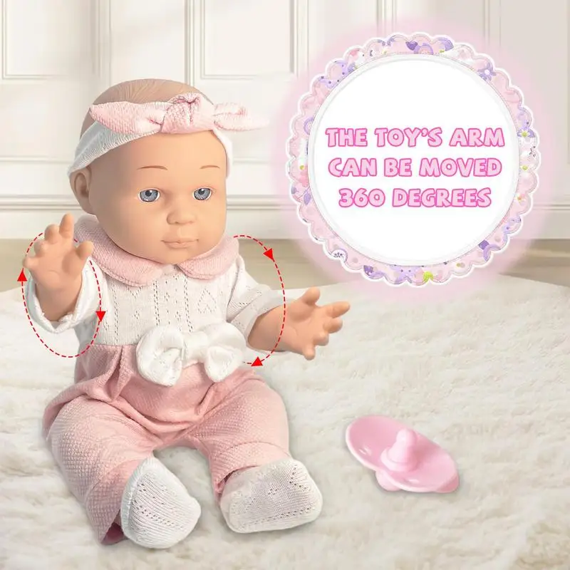 Reborn Doll Set Handbasket Reborn Doll Simulated Toddler Dolls Baby Doll Playset With Accessories Pink Pacifier Clothes Quilt