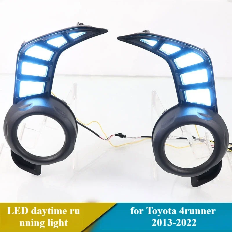 Car LED Daytime Running Light White DRL Yellow Dynamic Turn Signal Front Bumper Fog Lamp Modified For Toyota 4Runner 2013-2022 detail image 5