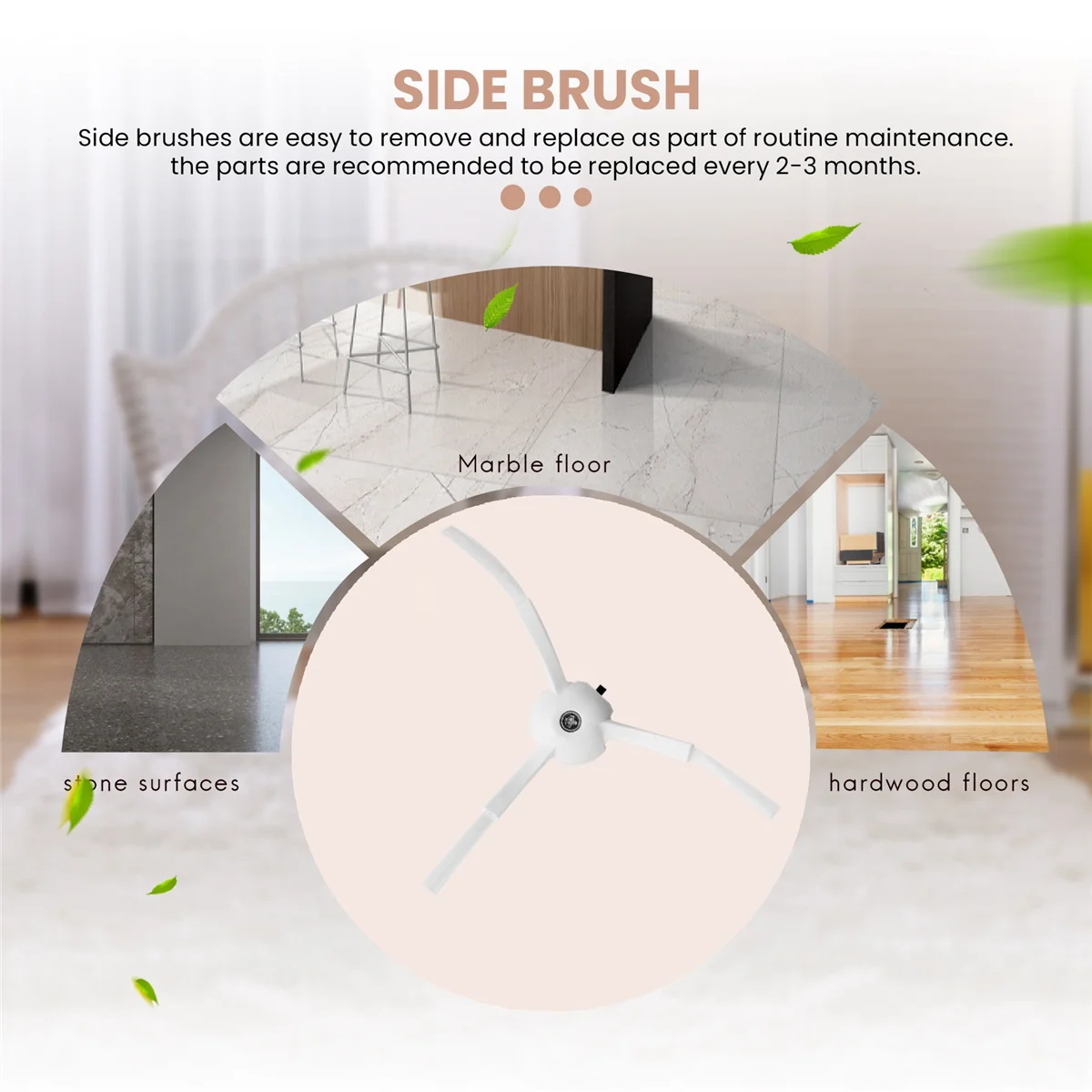 อะไหล่แปรงด้านข้าง6ชิ้นสำหรับ S6 Xiaomi roborock S6 S5แท้ S5 S4สูงสุด E4 E20 E25 E35 C10 S50หุ่นยนต์ดูดฝุ่น S51