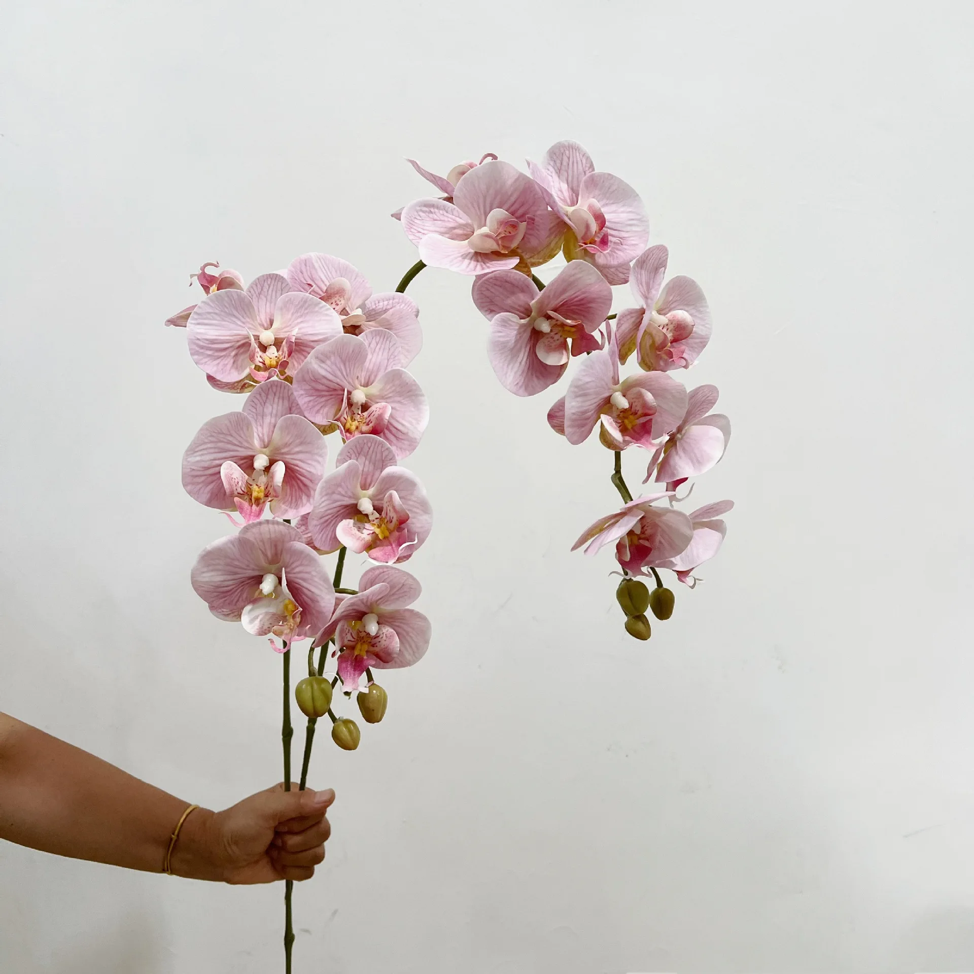 3 Stück Künstliche Latex-Orchideen mit 9 Blüten, Echt Aussehende Blumen für Hochzeiten, Heimdekoration, Party-Tischdekoration, Künstliche Phalaenopsis-Blumen – Detail 14
