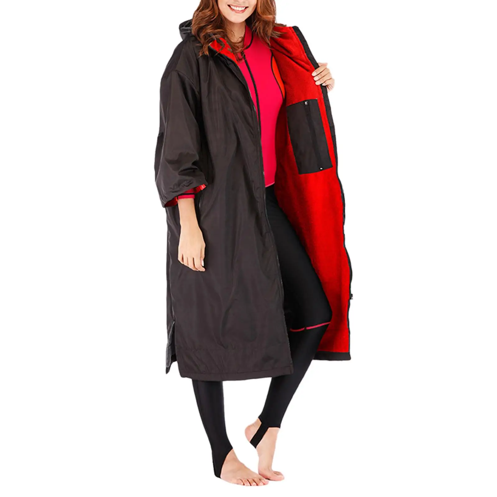 Waterdichte Surf Kleedjas Outdoor Jas Fleece Gevoerde Jas Houden Warme Oversized Poncho Jas Voor Zwemmen Surfen Op Het Strand