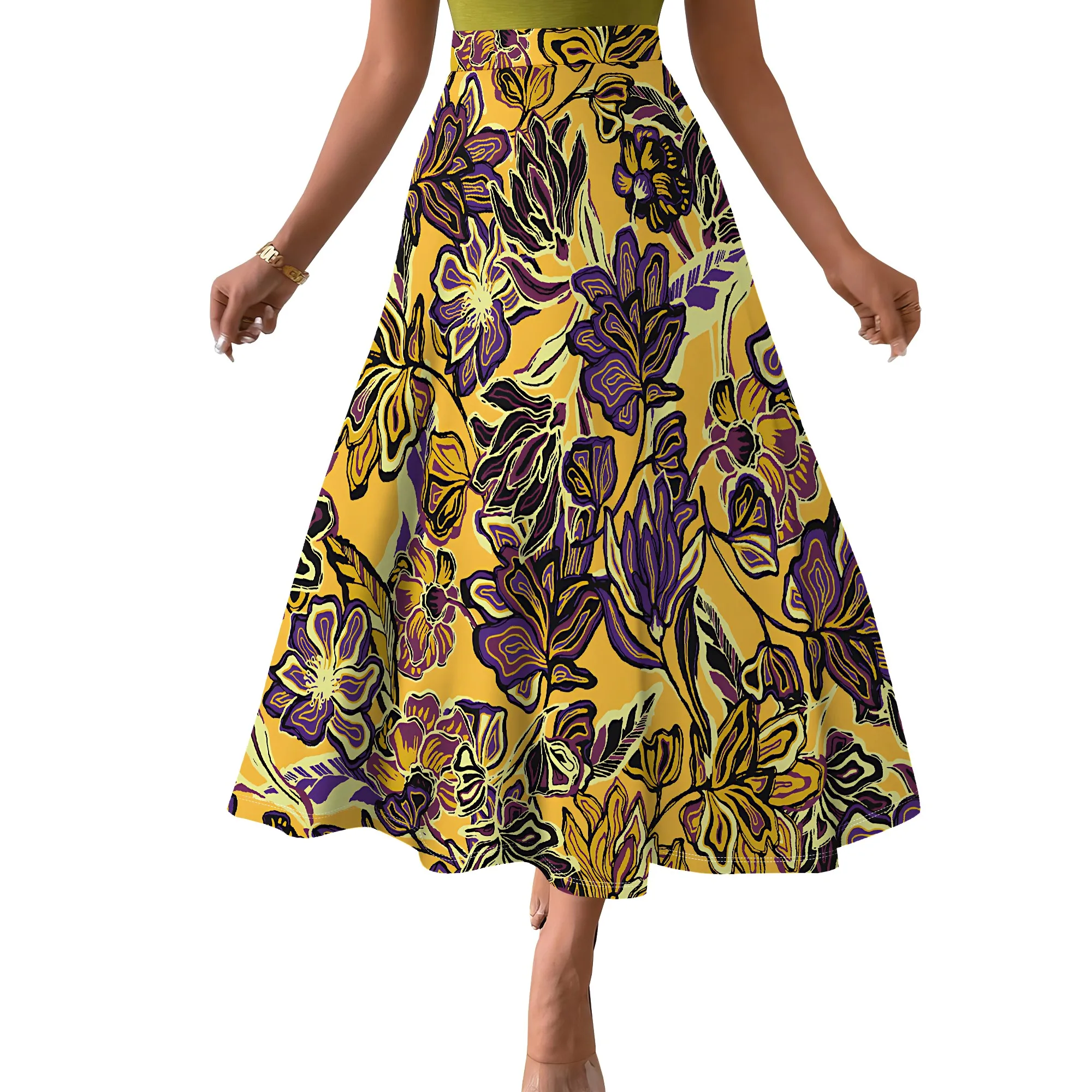 Women's  Sexy Loose Fashion Printed Hem Club Party Casual Vacation Long Skirt