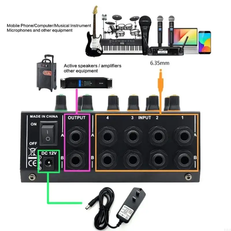 

R9UB AM428A 8 Channel Sound Consoles Stereo Sound Mixing Reverberation Effect Sound Mixer for Studio Recording Home Use