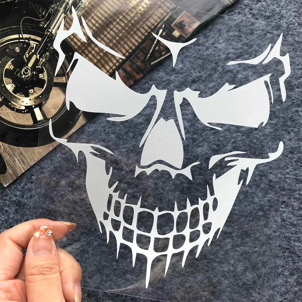 Skull Head Motorcycle Reflective/Laser Rainbow Stickers Decor Moto Helmet Motor Bike Scooter Body Windshield Accessories Decals image 4