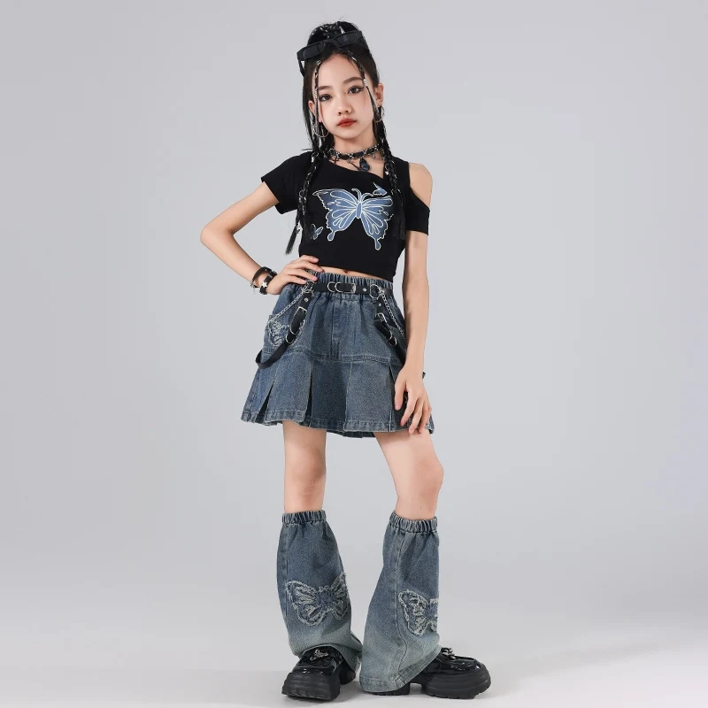 Jazz Dance Street Dance Butterfly Outfits Hip Hop Clothes Short Vest Shirt Cool Performance Suit Catwalk Show Costumes DQL9478