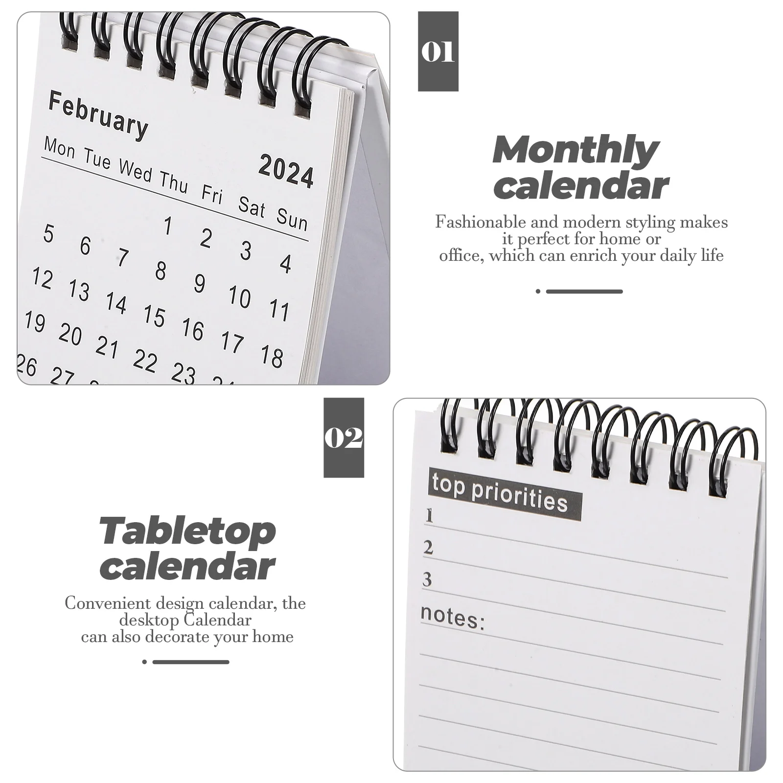 Kalender Flip berdiri Desktop 2024 kalender meja Mini berdiri Flip tahun akademis bulanan kalender perencanaan harian