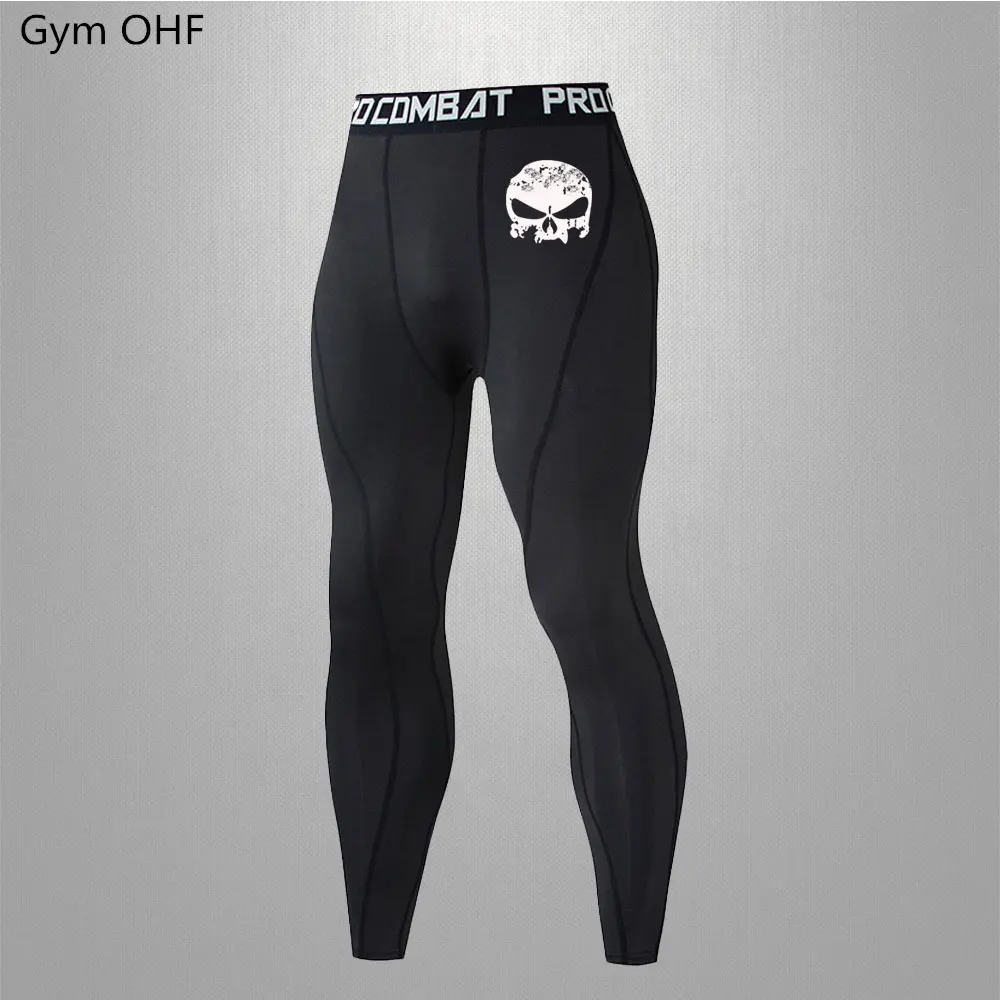 Skull Mens Compression Pants Running Gym Tights Basketball Leggings For Men Sports Workout Black Tights Training Exercise