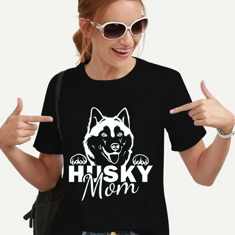 Lovely Husky Mom T-Shirt Casual Harajuku Tees Grunge Y2k Tops Femme Korean Fashion Clothes Dog Graphic T Shirts Camisetas Mujer