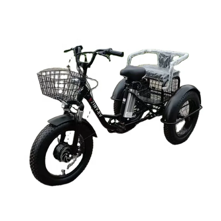 24inch Adult Electric Cargo Tricycle bike 3 wheel Fat tire bicycle scooter motorized electric tricycles E trike for transport