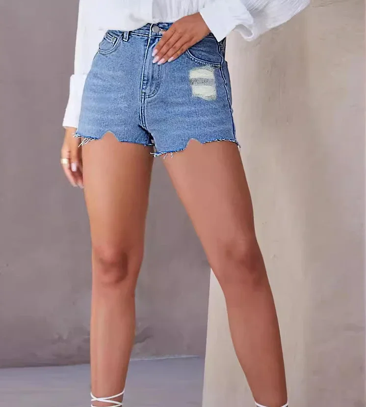 Denim Shorts for Women 2025 Summer New Fashionable Streetwear Y2k Casual High Waist Pocket Design Straight Half Pants Jeans