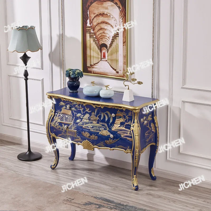 

Французский шкаф-перегородка JC для прихожей, синий, с отделениями для хранения, декоративный шкаф для гостиной.