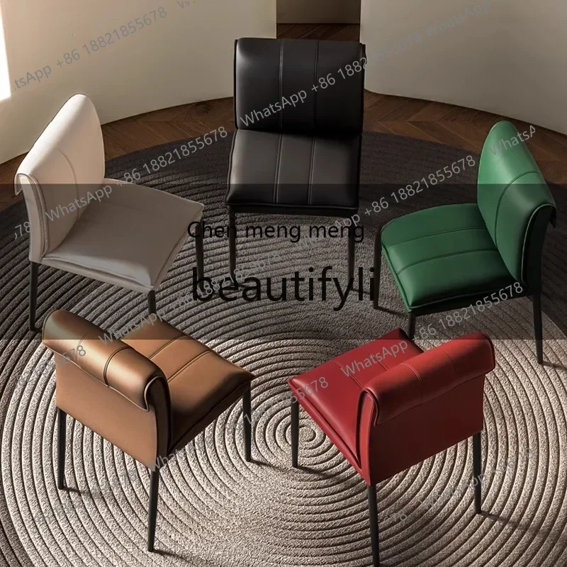 SS S7486 Italian light luxury leather dining chair home designer back chair modern simple urban style dining table and chairs