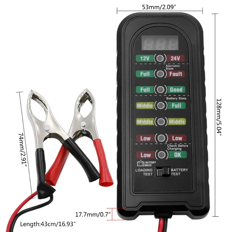 Pantalla LED Comprobador batería Detector fallas Probador batería Herramientas diagnóstico automóvil