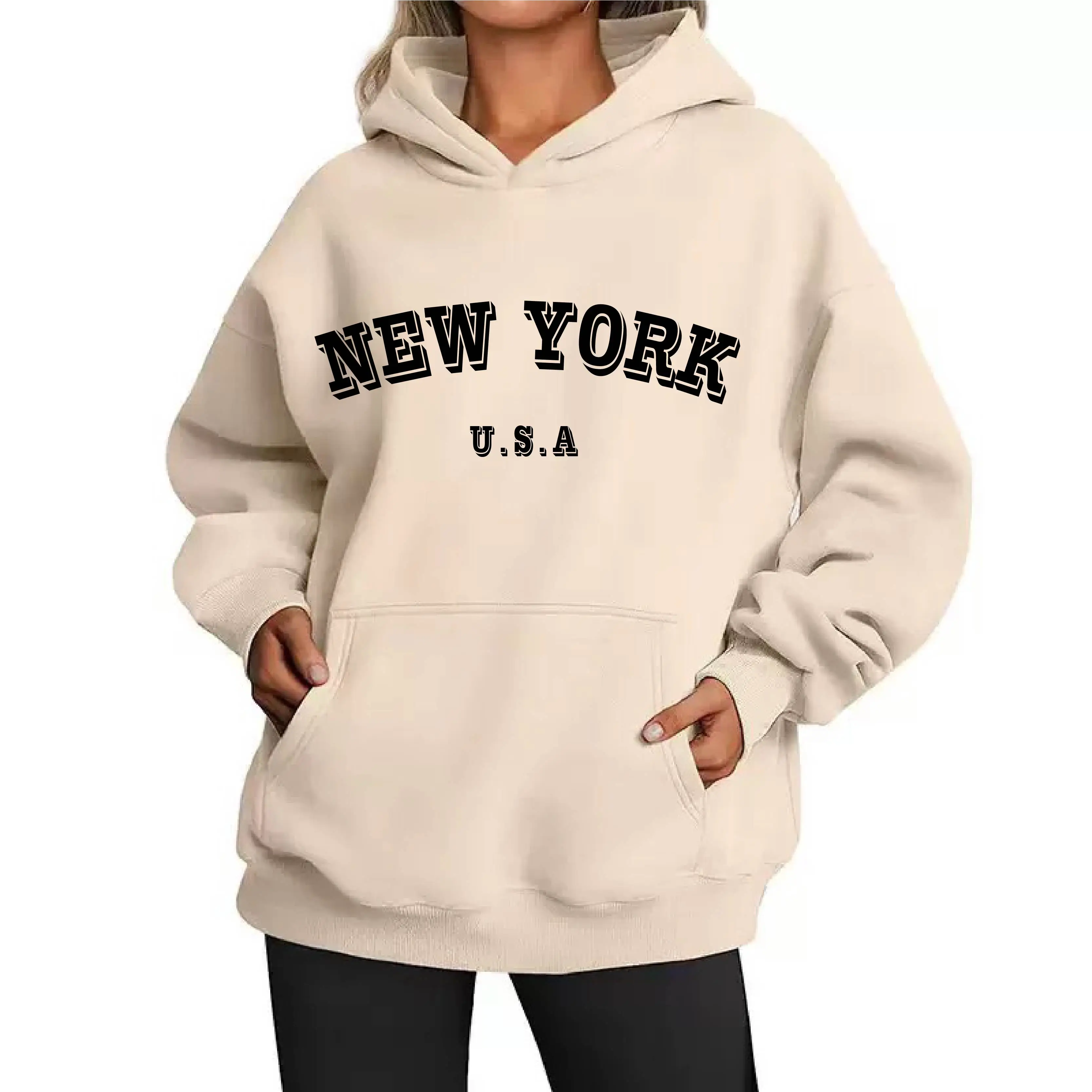 مريح صالح للجنسين هوديي نيويورك الولايات المتحدة الأمريكية حروف البلوز البلوز أزياء عارضة زائد حجم الهيب هوب البلوز #1