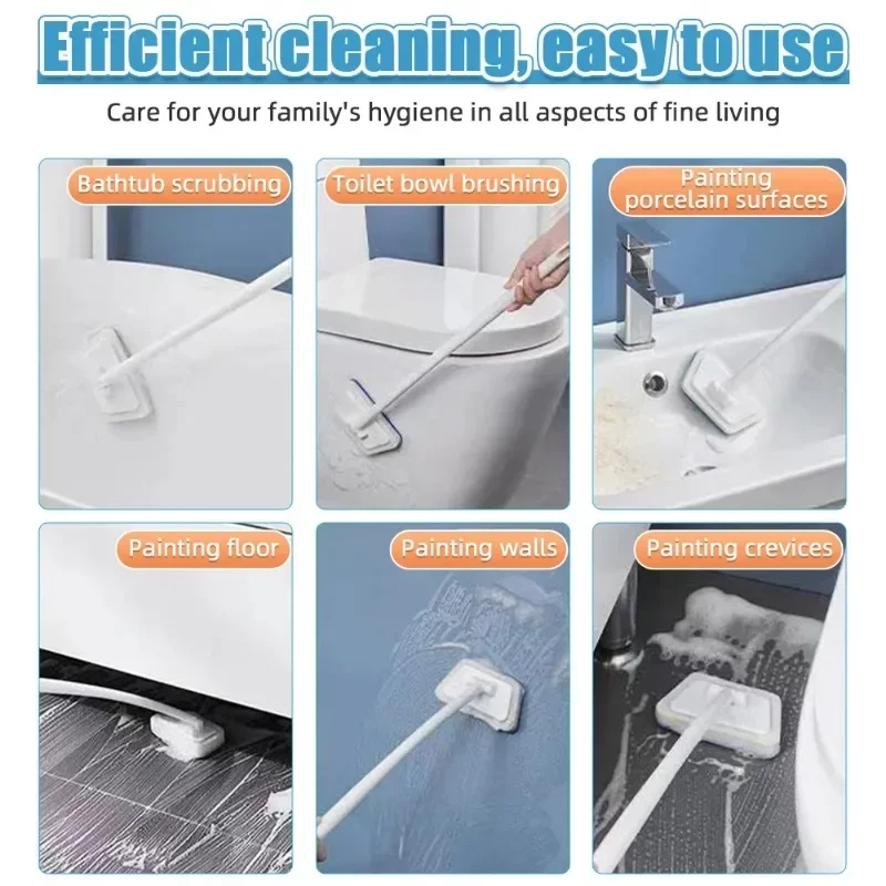 Bathroom Wall Brush Multi-function Cleaning Brush Long Handle Replaceable Household Bathtub Ceramic Tile Wall Glass Sponge Brush