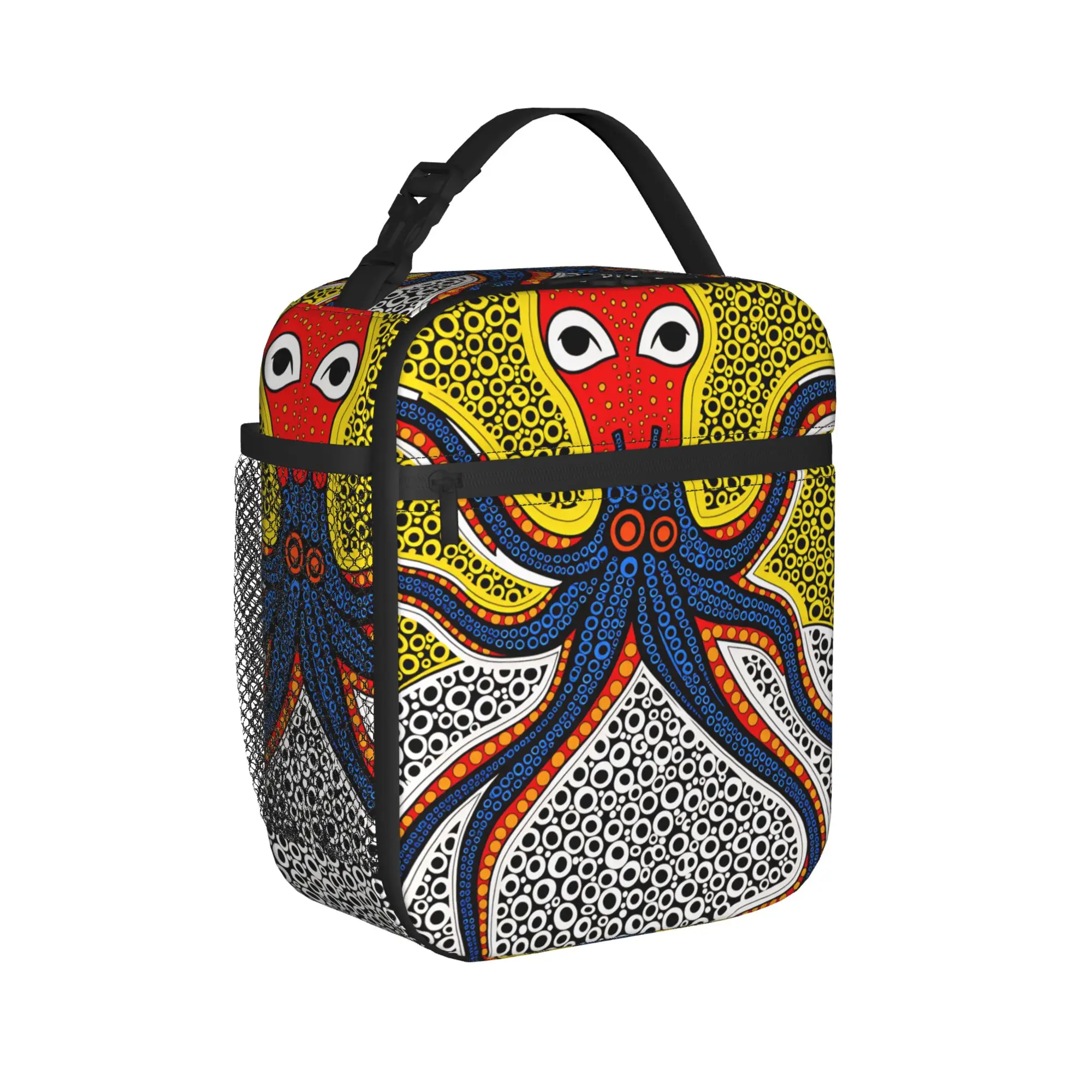 Yayoi Kusamas Lunch Bag  Cute Lunch Box For Women Travel Portable Cooler Bag Oxford Print Thermal Tote Handbags