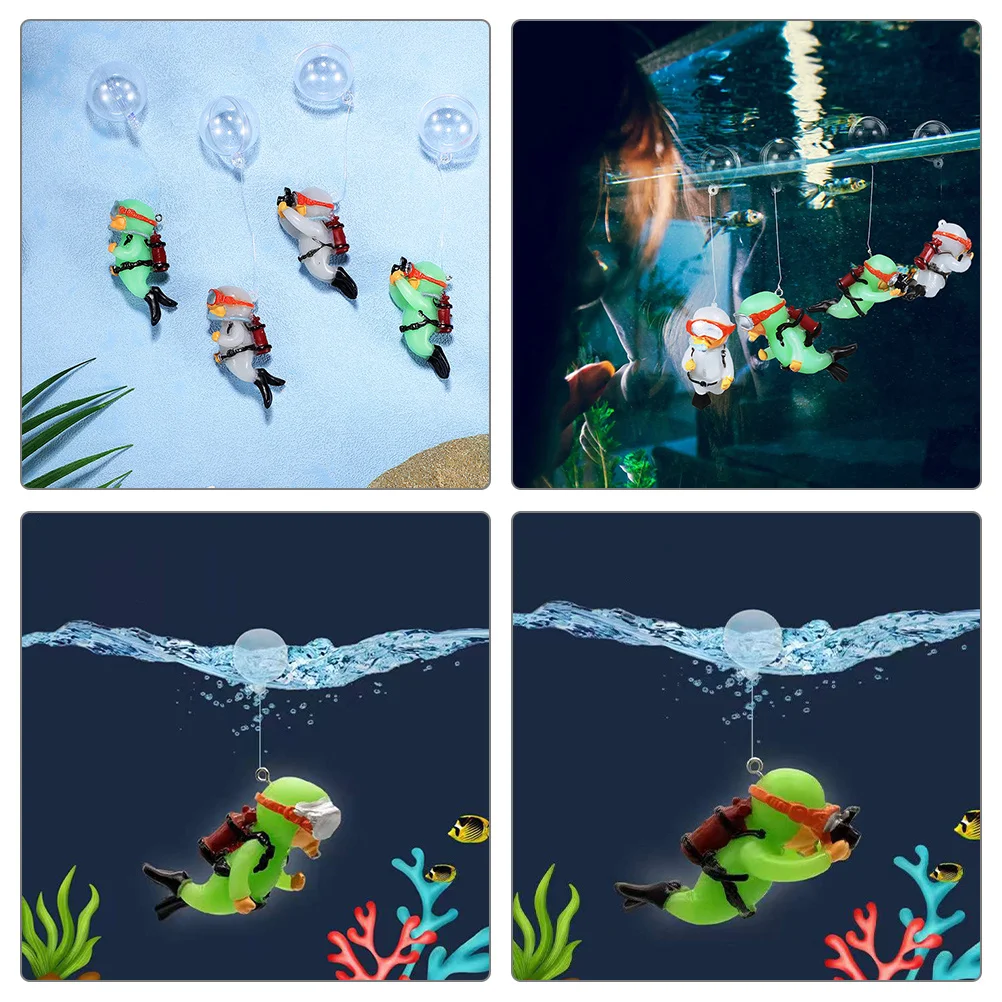 

2pcs Floating Diver Ornaments Cute Glow In The Dark Aquarium Decorations For Fish Tank Material Waterproof Small Fish Tank
