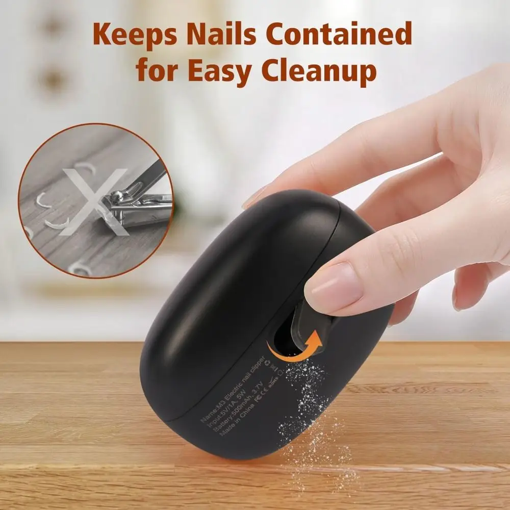 2 in 1 Electric Nail Clipper with LED Light Quiet Nail Trimmer Safety Rechargeable Automatic Nail Sharpener Nail Care Tool