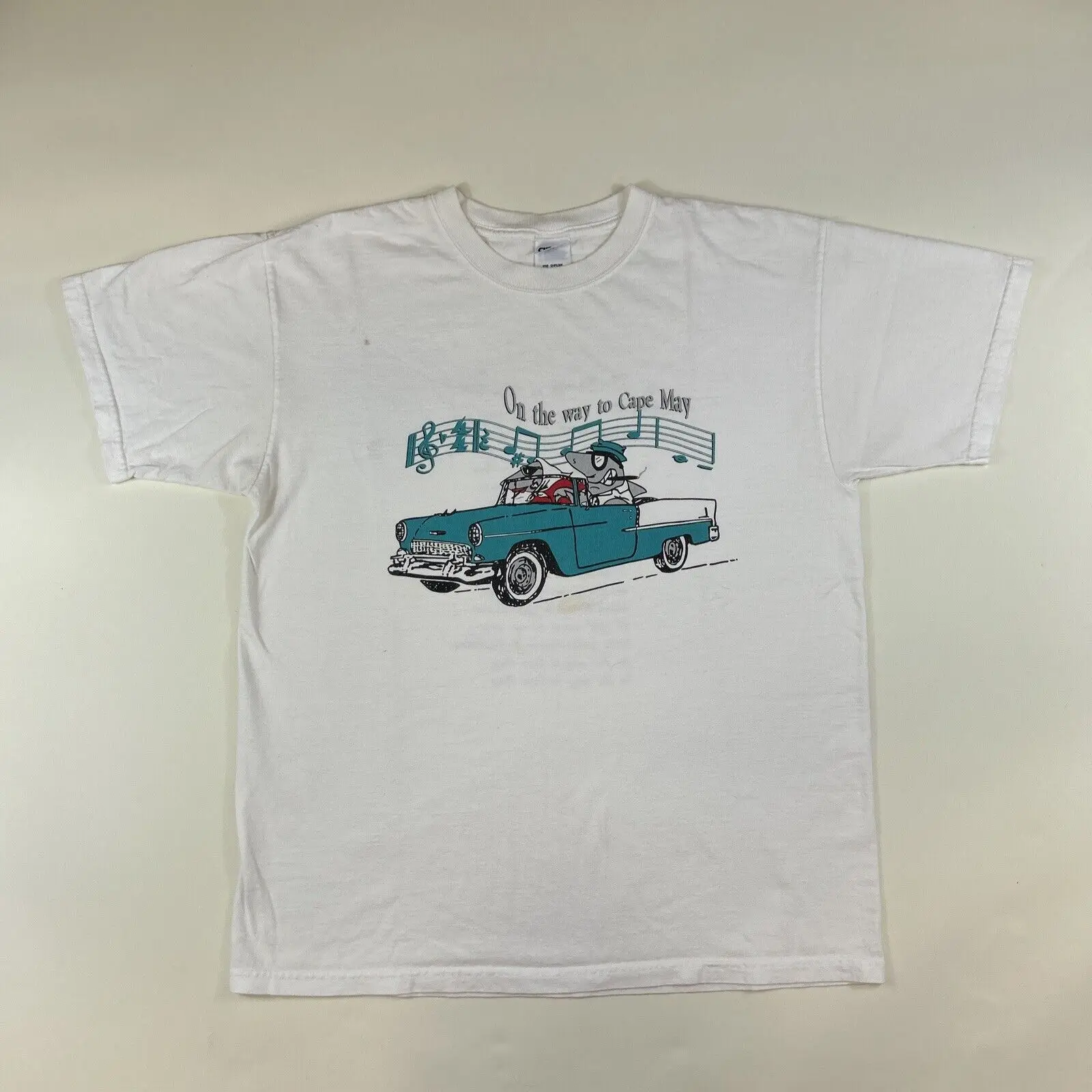 Vintage On The Way To Cape May T Shirt Size L Shark Car Art