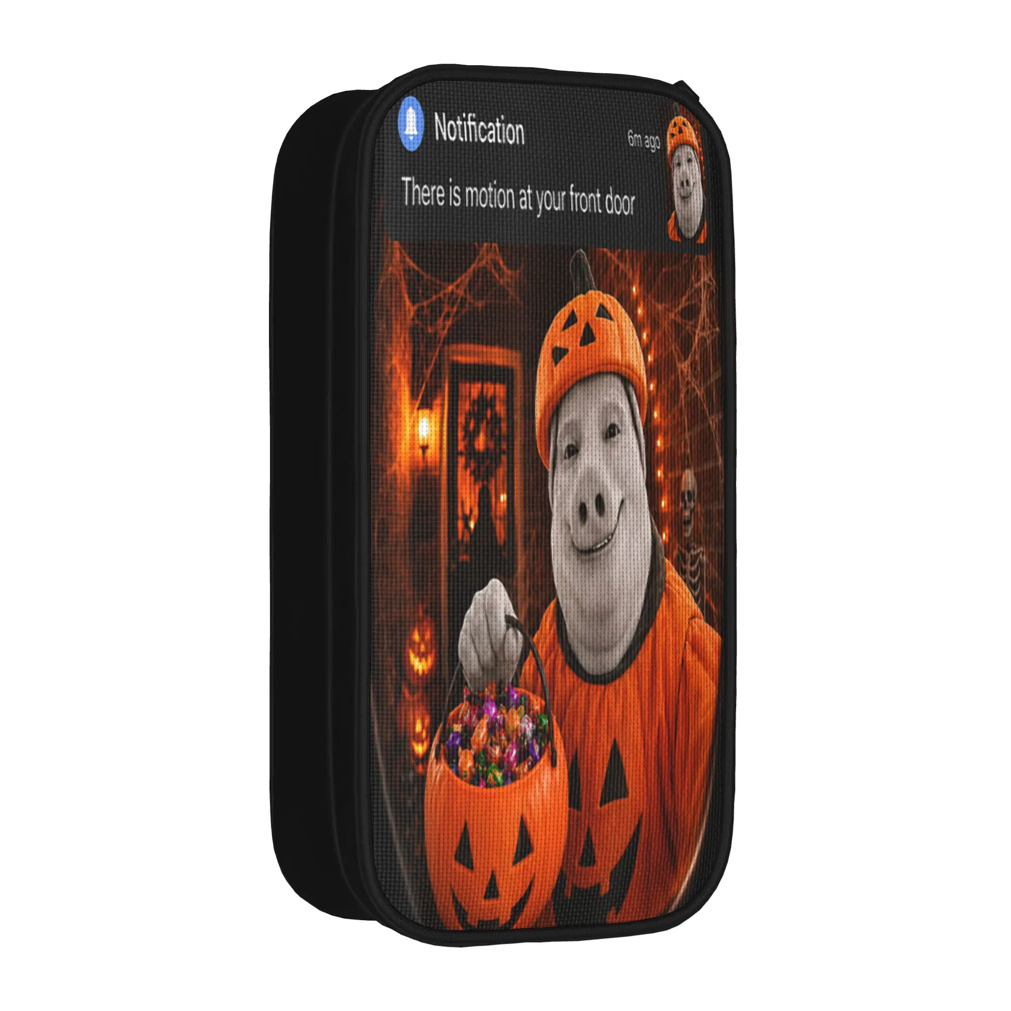 John Pork Pumpkin Costume Front Door Motion Halloween Meme Pencil Case Boy Girl Fashion Pencil Box Graphic School Pencil Cases
