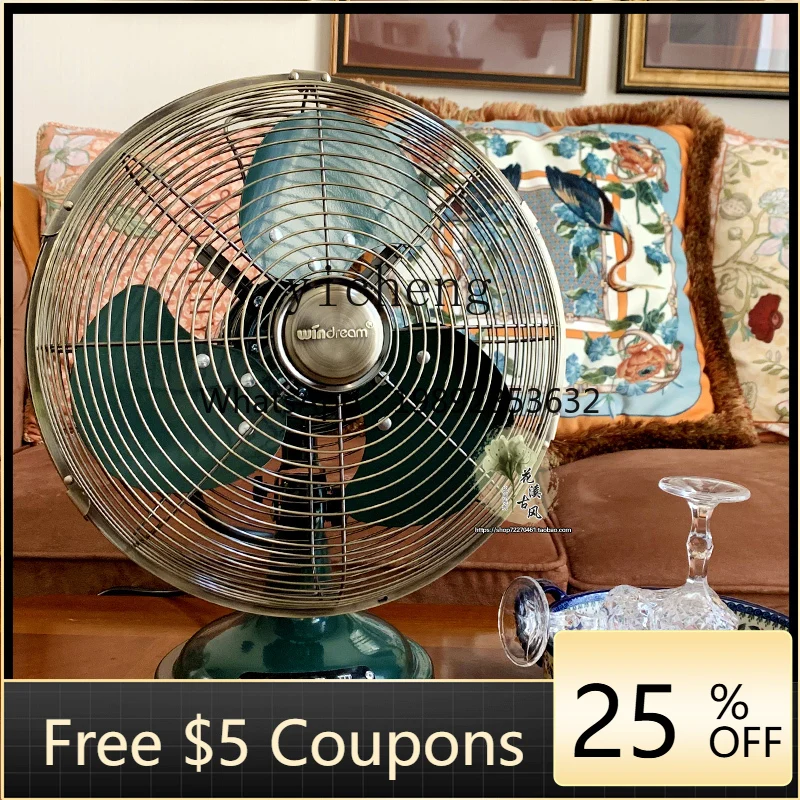 

AA metal nostalgic floor fan vertical retro fan European antique electric fan copper plating
