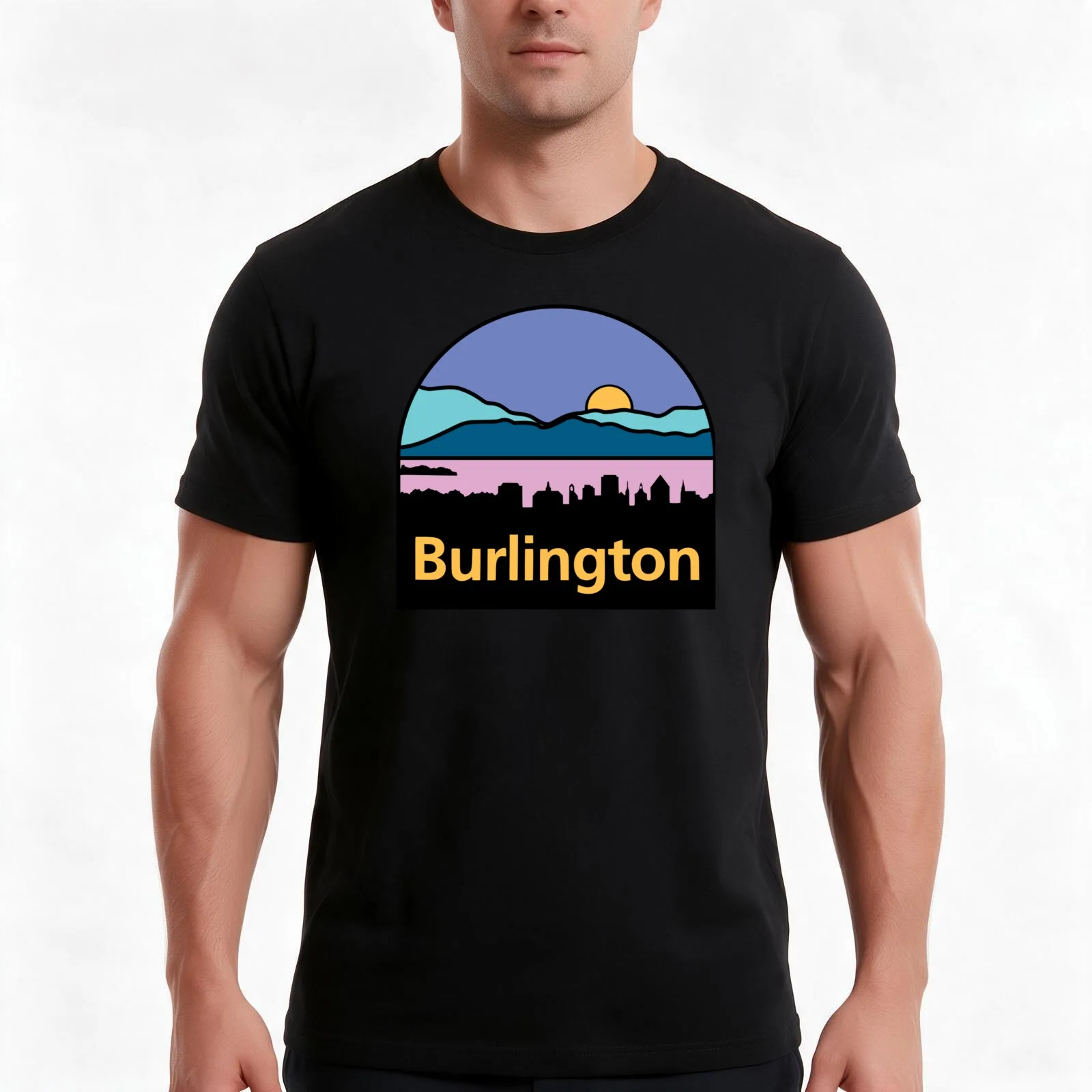 Logo of Burlington, Vermont T-Shirt, Summer Casual Cotton Tee, Oversized Streetwear Tops, Vintage Graphic Print, 100% Cotton