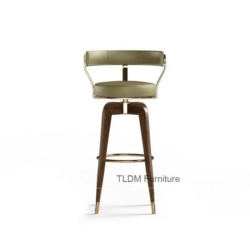 

Luxury American Bar Chair Stainless Steel Modern Creative Chair for Kitchen Reception Bar Stool Solid Wood High Stools