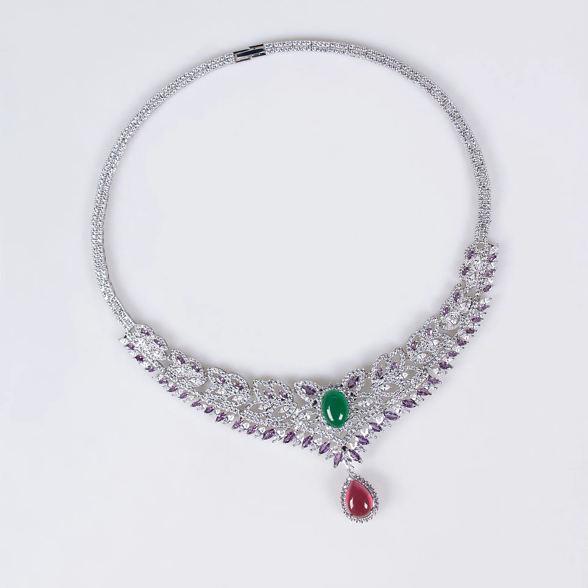 Foreign trade fashion exaggerated necklace set luxury zircon jewelry banquet dress accessories directly from manufacturer