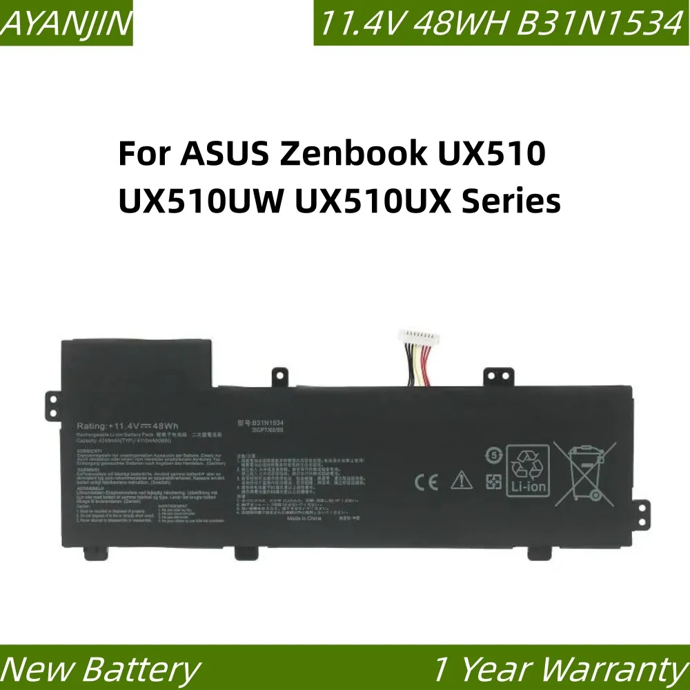 B31N1534 4240mAh Laptop Battery for ASUS Zenbook UX510 UX510UW UX510UX UX510UW-1A UX510UW1A UX510UW-RB71 UX510UW-CN044T UX510U