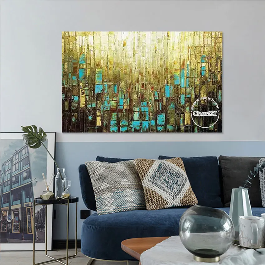 Palette Knife Texture Abstract Colorful Acrylic Painting Unframed Abstract Wall Picture Art Pure Handmade Luxury Canvas Artwork