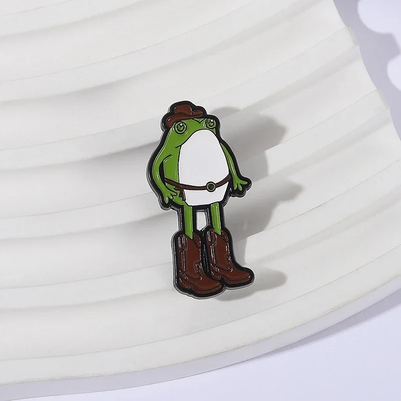 لطيف سيقان طويلة كاوبوي التمهيد الضفدع المينا دبابيس مضحك الكرتون الحيوانات الأليفة دبابيس ظهره شارة التلبيب مجوهرات إبداعية هدية الأصدقاء