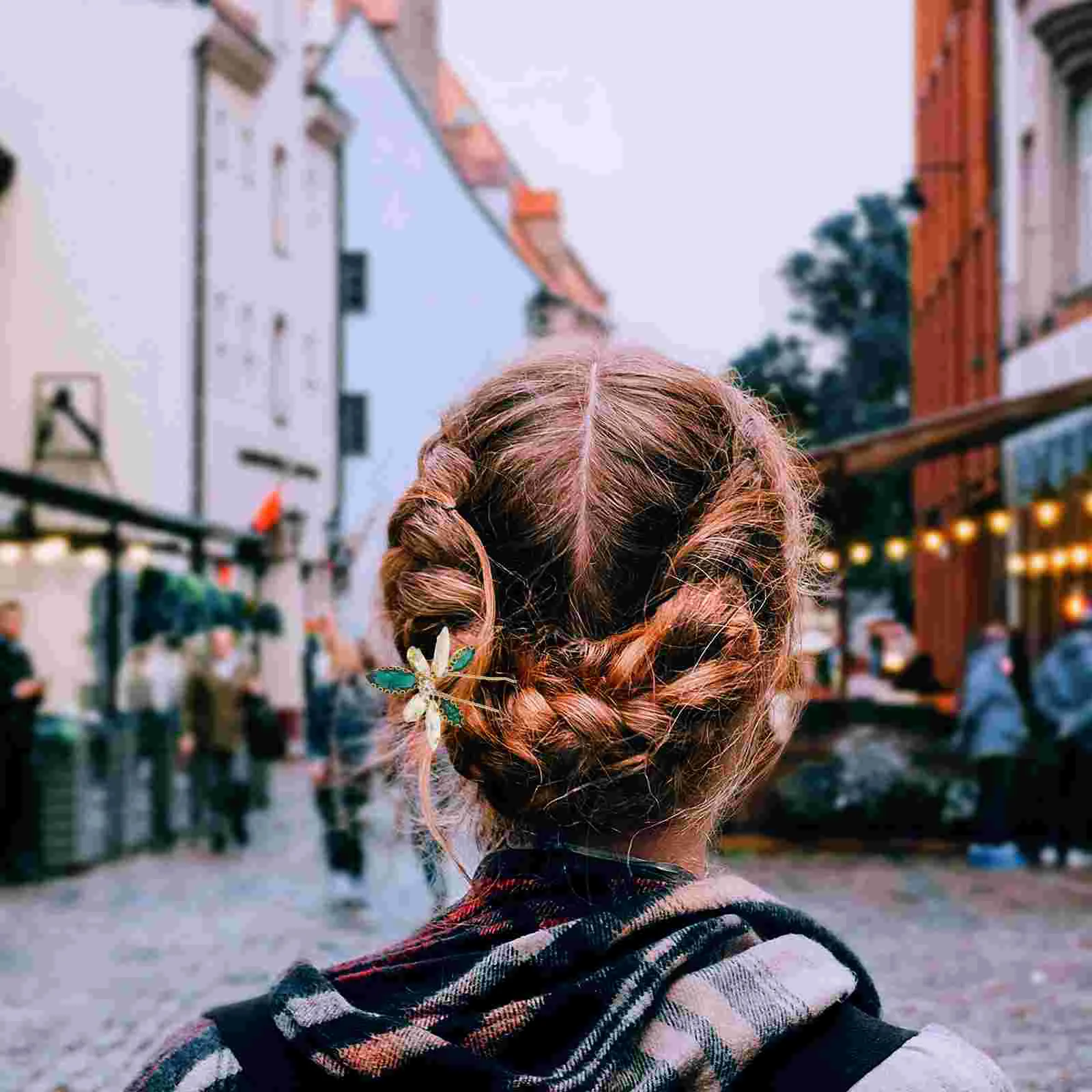 Green U-shaped Hairpin Decorative Clips French Beauty Hairpins Flattened Handmade Chignon Chinese Ancient Style