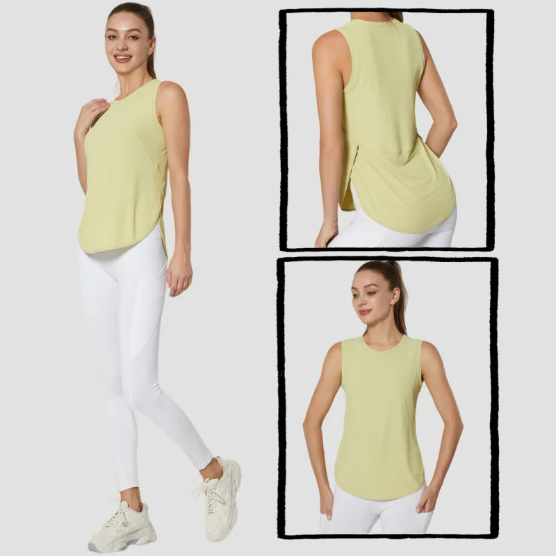 Ribbed Gym Crop Sleeveless Tank Top Sport Fiess Yoga Wear Vest Quick Dry Workout Run T Shirt Outfit For Woman Traning Clothing