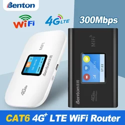 Benton 3G 4G Plus LTE Router CAT6 Portable Wireless WiFi 300Mbps 2.4GHz Mobile WiFi Repeater Pocket Internet Modem for SIM Card