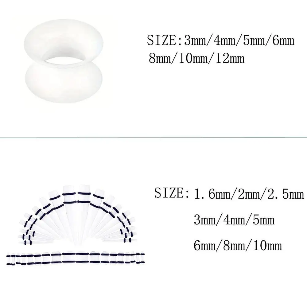 1-50Pcs Set Ear Stretching Kit Acrylic Tapers Plugs Silicone Tunnels Expander Multiple Sizes Set Body Fashion Piercing Jewelry