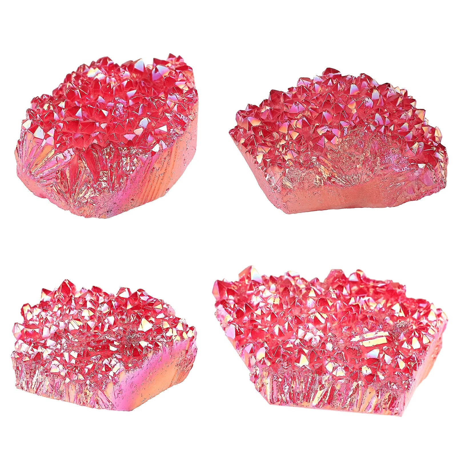 1 Stück Roter Engel-Aura-Quarz-Cluster/Kristallfelsen-Kollektion, Künstliche Kristallbeschichtung, Cluster-Ornament, Handgefertigtes Bastelmaterial – Detail 4