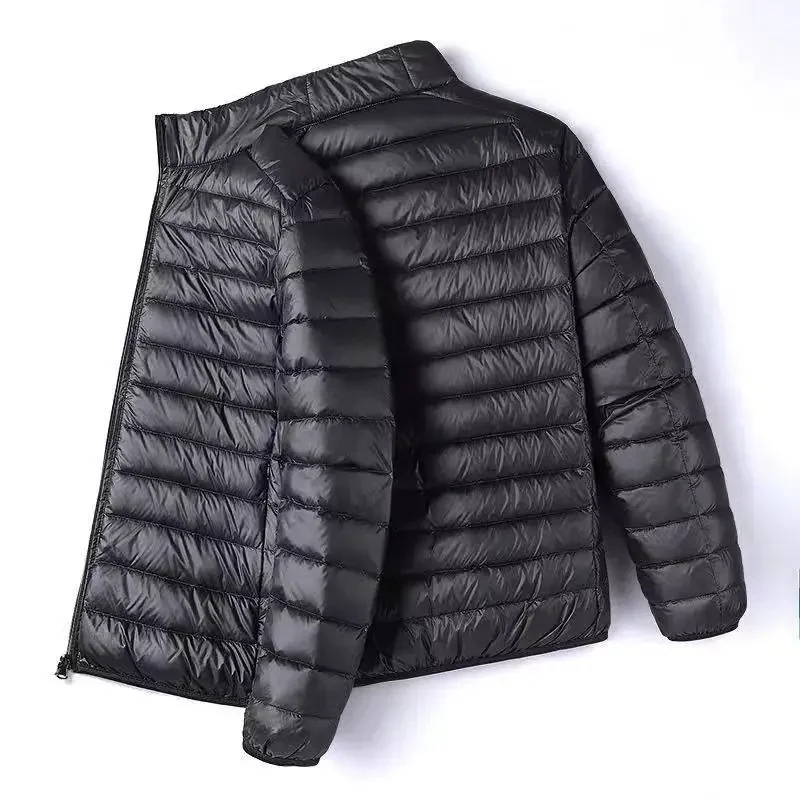 Autumn/winter Men's Lightweight Down Cotton Jacket Cropped Stand Collar Hooded Youth Casual Style Blazer Slim Fit