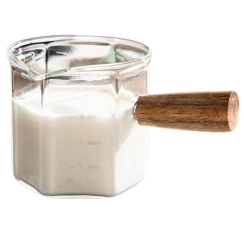 

Hexagon 120ml Espresso Measuring Cups Glass Double/Single Spouts Coffee Cups Transparent Graduated Milk Jug Kitchen