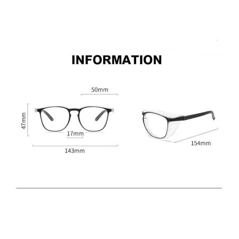 نظارات أمان مضادة للضباب، نظارات واقية، دروع جانبية، مضادة للضوء الأزرق، نظارات عين للرجال والنساء للقراءة Gla