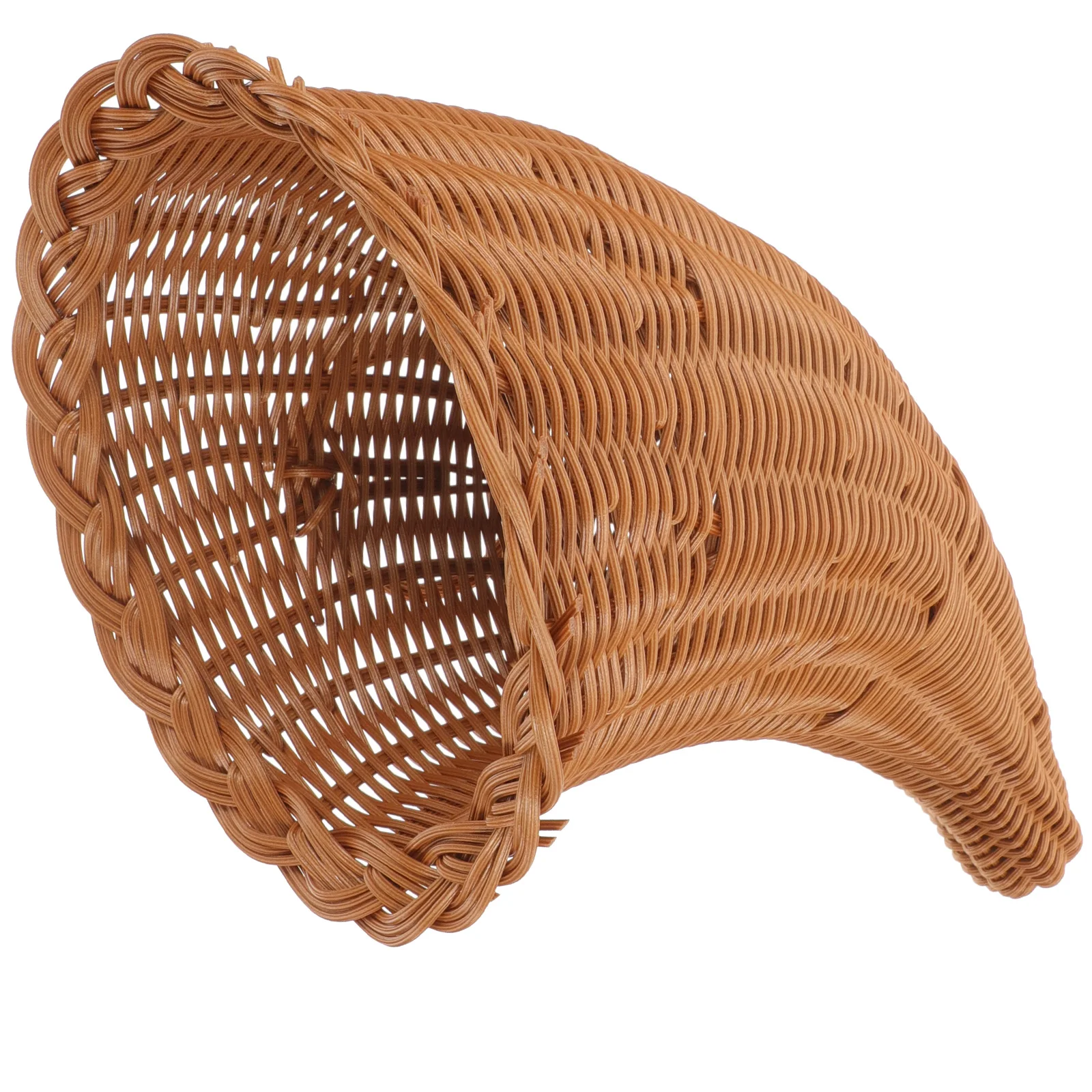 

Horn Basket Decorations Break Tableware Storage Round Bread Pp Woven Christmas Buckets Imitation Rattan Baby Display Baskets