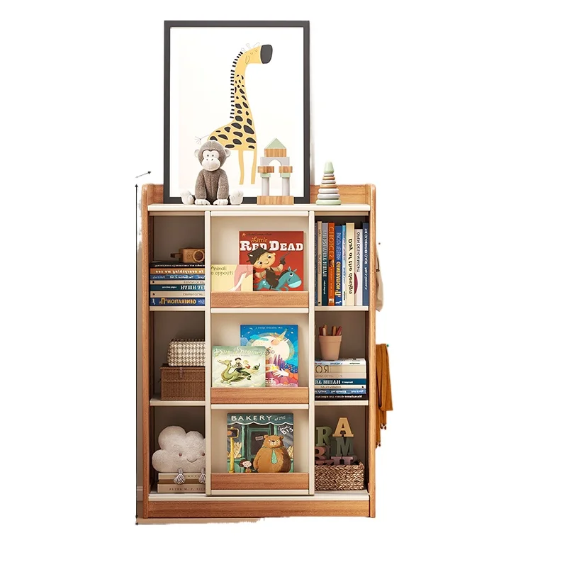

Детский книжный шкаф из цельного дерева, книжная полка от пола до потолка, встроенная у стены, зона чтения, многослойные полки