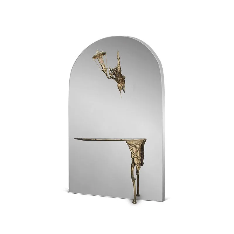 *Decoration Console Modern Minimalist Entrance Portugal Luxury Mirror  Villa Living Room an Arched Mirror for Hotel Bathroom