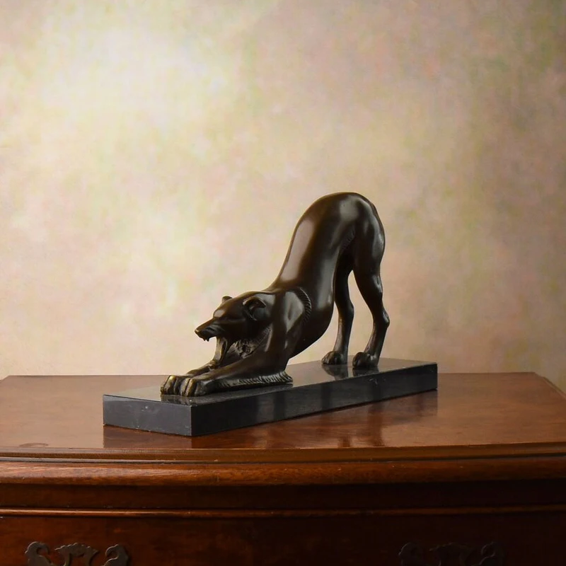 Bronze Hunting Dog Greyhound Statue Figurine Animal Sculpture Gift Living Room Decoration