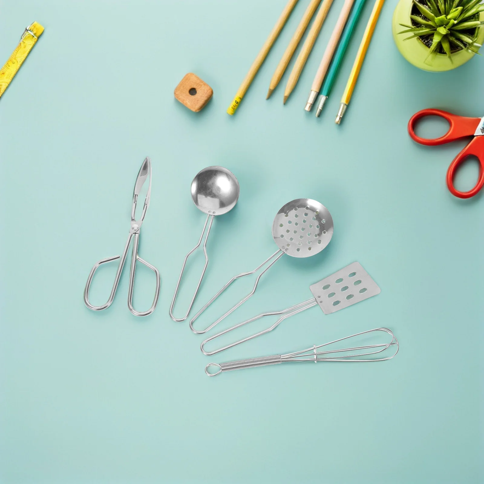 1 Juego de Mini utensilios de cocina para niños, accesorios de cocina realistas para juego de imitación, juego de rol de cocina para niños para aprender